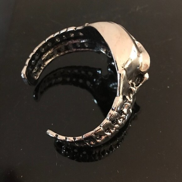 Skull Cuff Bracelet Mens Heavy Biker Silver Rock Goth Mans Moto Gothic Punk Big - Picture 5 of 7